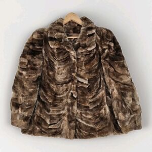 Vintage 1950's 1960's Mink Fur Coat Women's Large 42 Brown Patch Satin Lined